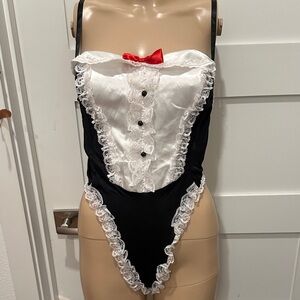 Elegant Black and White Lace Teddy